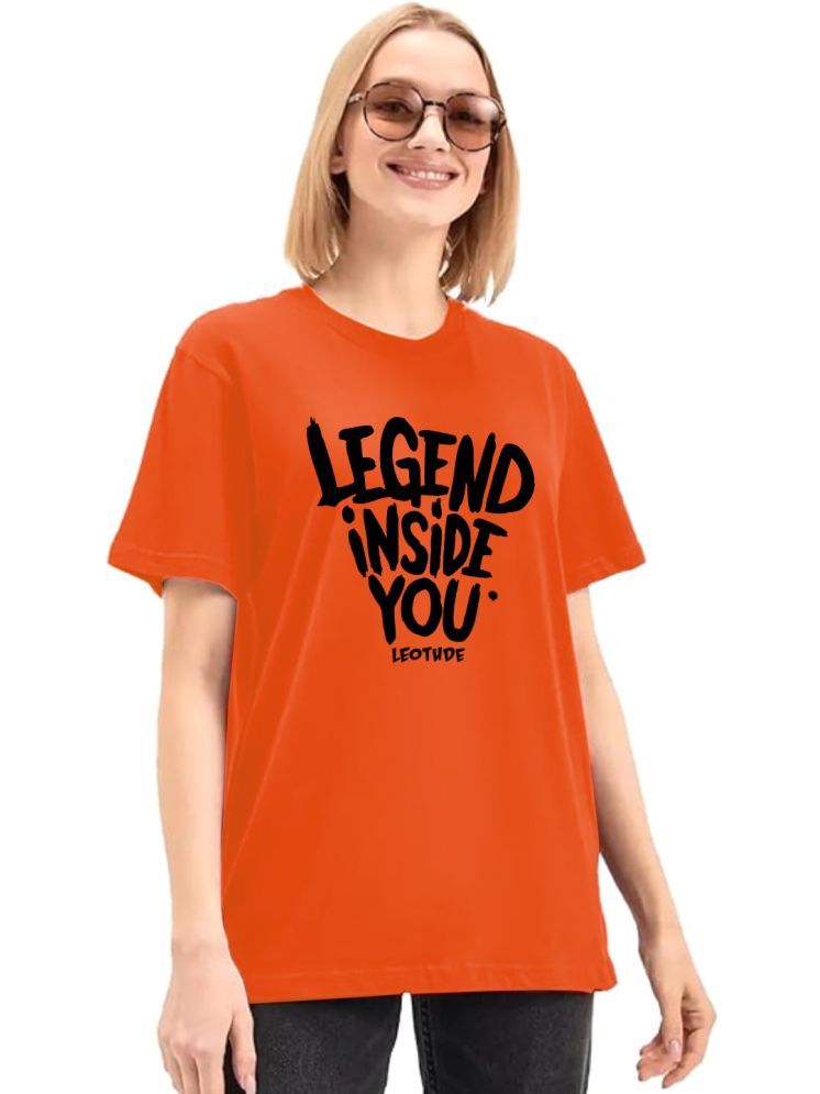     			Leotude Orange Polyester Loose Fit Women's T-Shirt ( Pack of 1 )