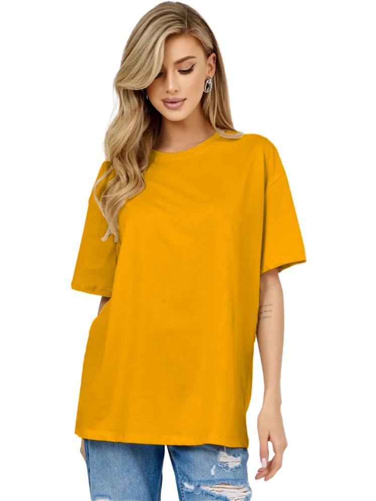     			Leotude Yellow Cotton Blend Women's T-Shirt ( Pack of 1 )