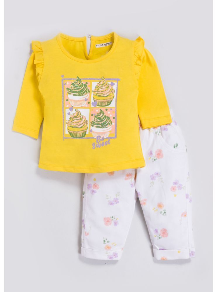     			Little Smart Yellow Cotton Baby Girl Top & Trouser ( Pack of 1 )