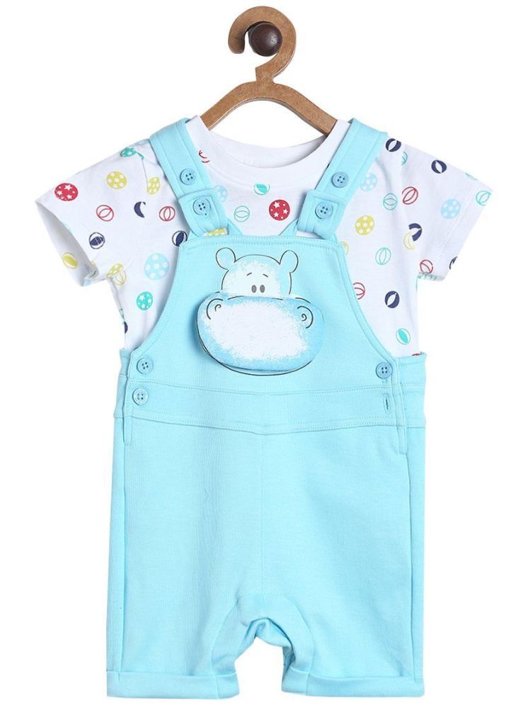     			MINI KLUB Blue Cotton Baby Boy Dungaree Sets ( Pack of 2 )