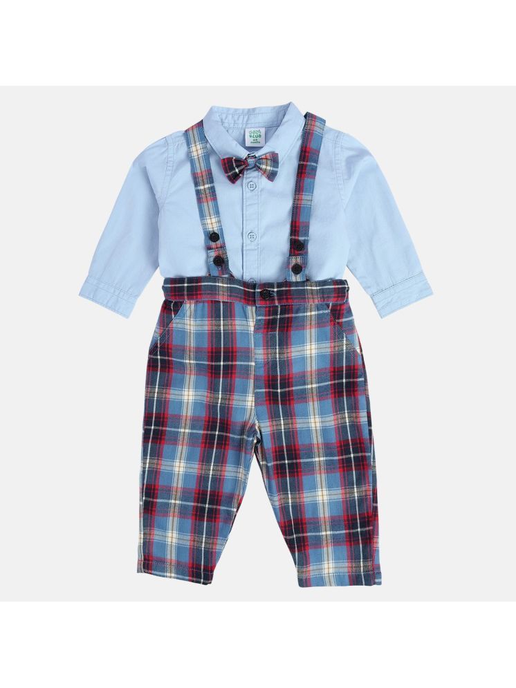     			MINI KLUB Blue Cotton Baby Boy Dungaree Sets ( Pack of 3 )