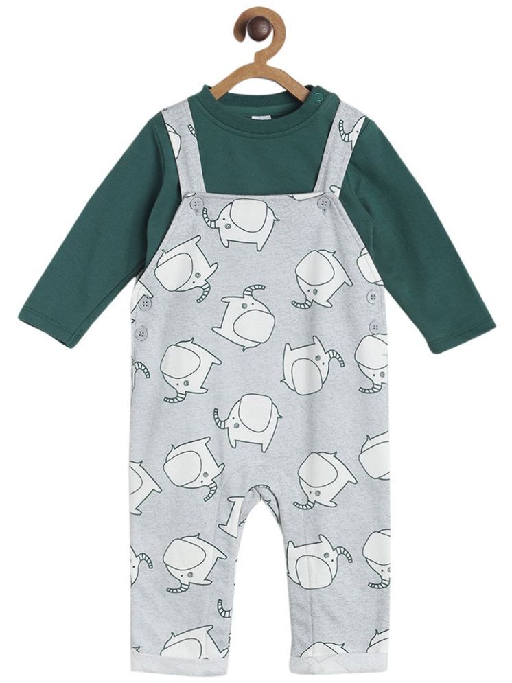     			MINI KLUB Gray Cotton Baby Boy Dungaree Sets ( Pack of 2 )