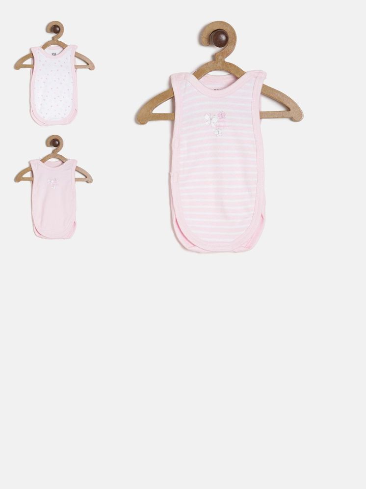     			MINI KLUB Pack of 3 Baby Girls Cotton Bodysuit ( Pink )