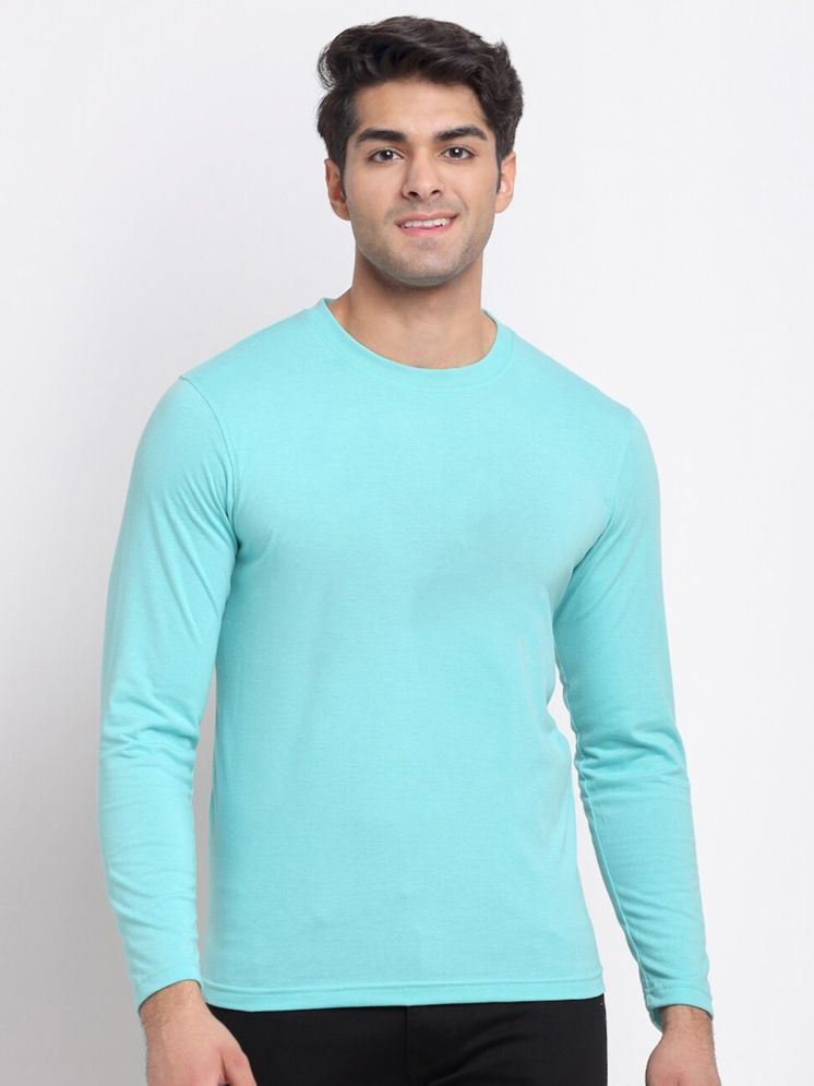     			PLUS PARADISE Cotton Blend Regular Fit Solid Full Sleeves Men's Round T-Shirt - Sky Blue ( Pack of 1 )