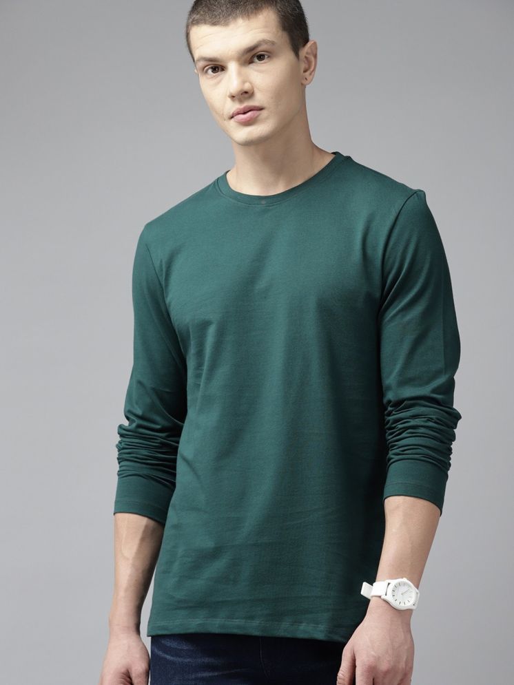     			PLUS PARADISE Cotton Blend Regular Fit Solid Full Sleeves Men's Round T-Shirt - Green ( Pack of 1 )