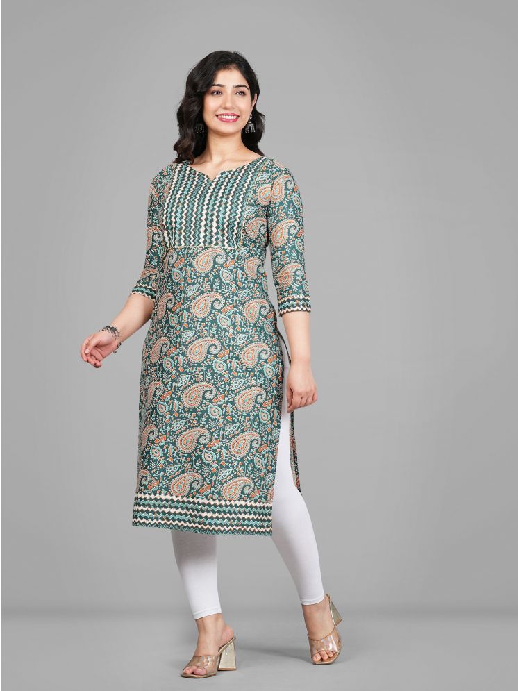     			Parastri Chiffon Printed Straight Women's Kurti - Green ( Pack of 1 )