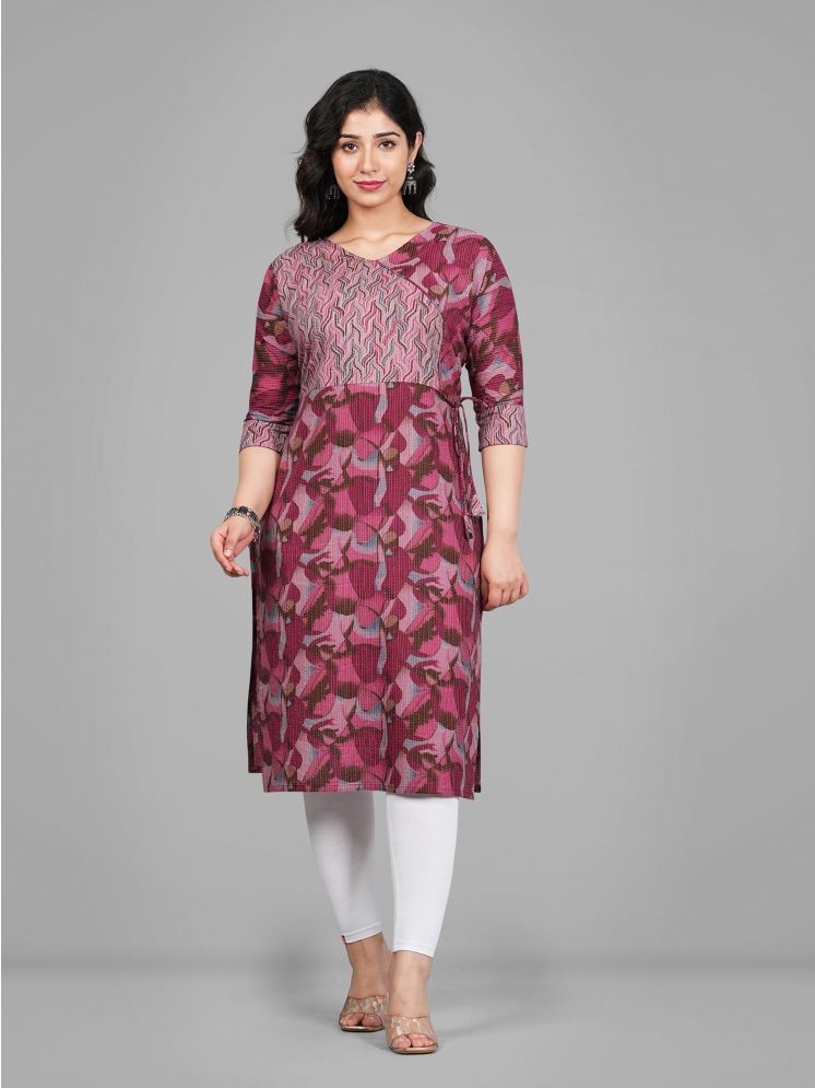     			Parastri Cotton Printed Straight Women's Kurti - Maroon ( Pack of 1 )