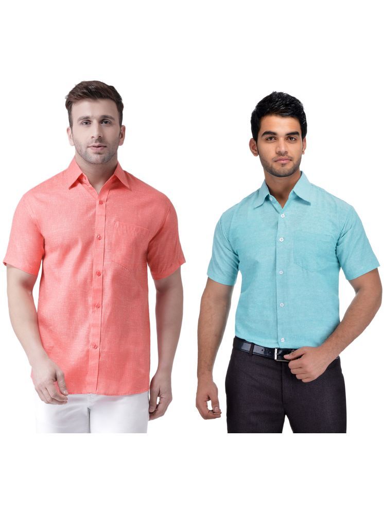     			RIAG Cotton Blend Regular Fit Solids Half Sleeves Men's Casual Shirt - Light Blue ( Pack of 2 )