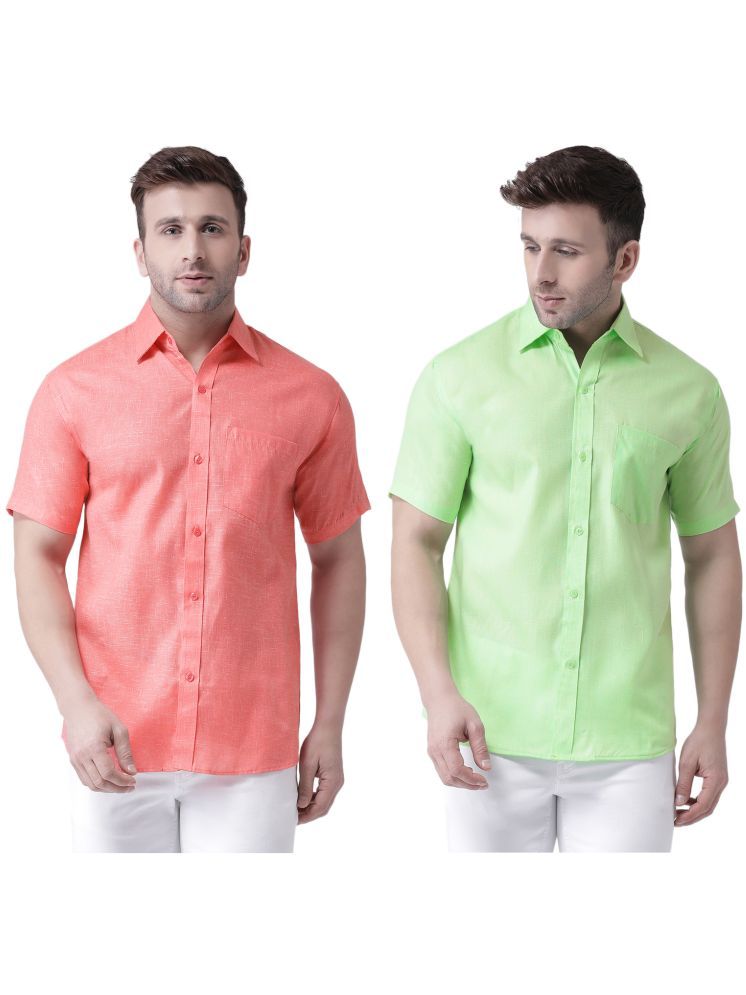     			RIAG Cotton Blend Regular Fit Solids Half Sleeves Men's Casual Shirt - Green ( Pack of 2 )