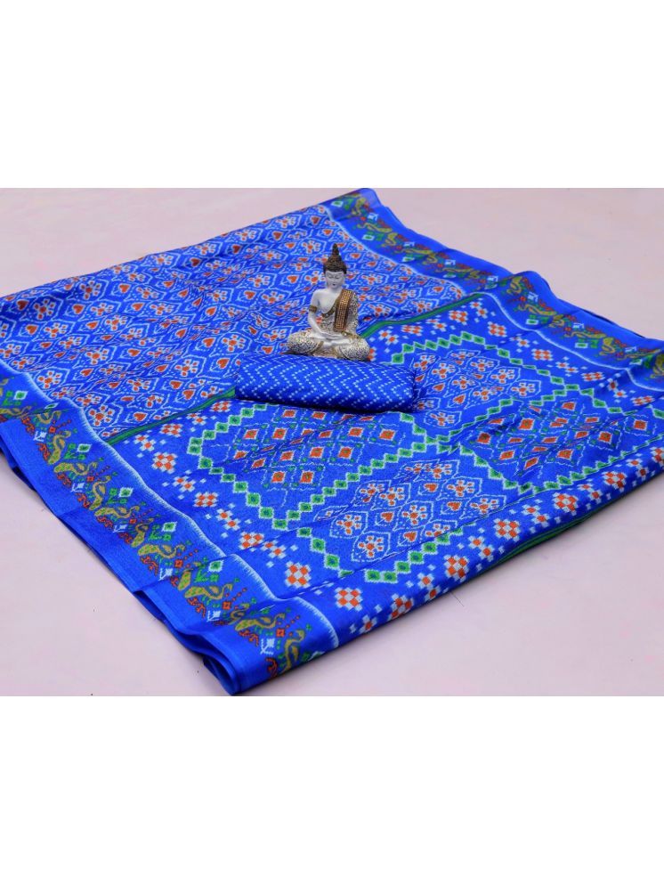     			Rekha Maniyar Georgette Printed Saree With Blouse Piece - Blue ( Pack of 1 )