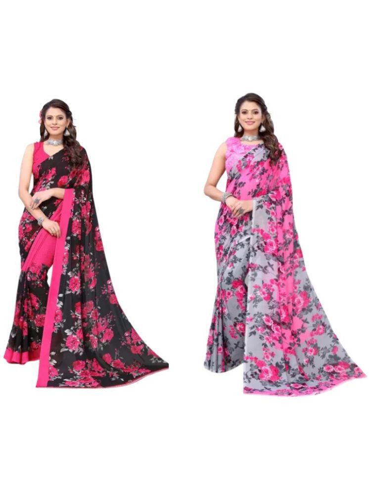     			Saadhvi Art Silk Self Design Saree With Blouse Piece - Multicolor4 ( Pack of 2 )