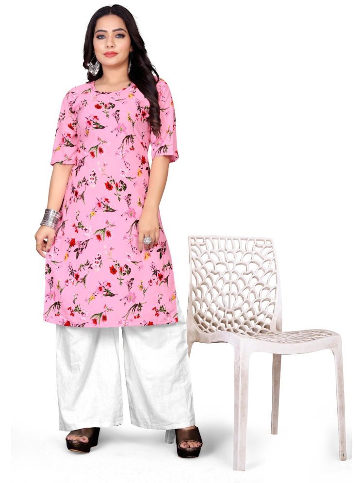     			THE PRIVATE LABLE Rayon Printed Straight Women's Kurti - Pink ( Pack of 1 )