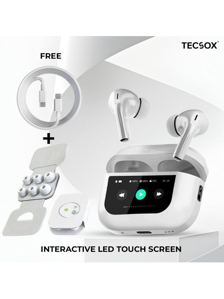     			TecSox ALPHA Smartwatch Display on TWS Bluetooth Earbuds