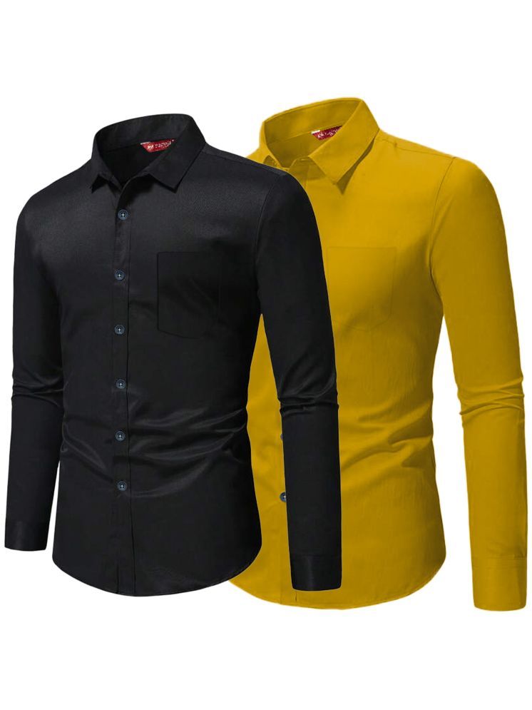     			Yugnik Cotton Blend Slim Fit Full Sleeves Men's Formal Shirt - Yellow ( Pack of 2 )