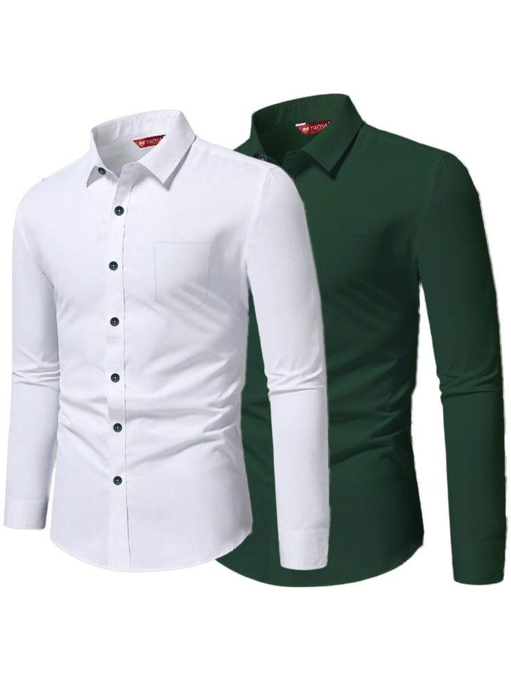     			Yugnik Cotton Blend Slim Fit Full Sleeves Men's Formal Shirt - Green ( Pack of 2 )