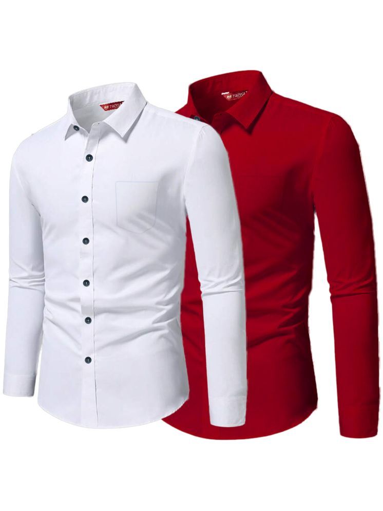     			Yugnik Cotton Blend Slim Fit Full Sleeves Men's Formal Shirt - Red ( Pack of 2 )