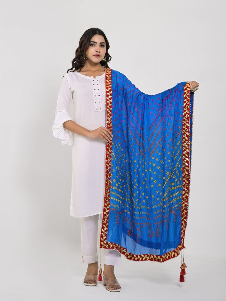     			Anjaneya Creations Blue Silk Women's Dupatta - ( Pack of 1 )