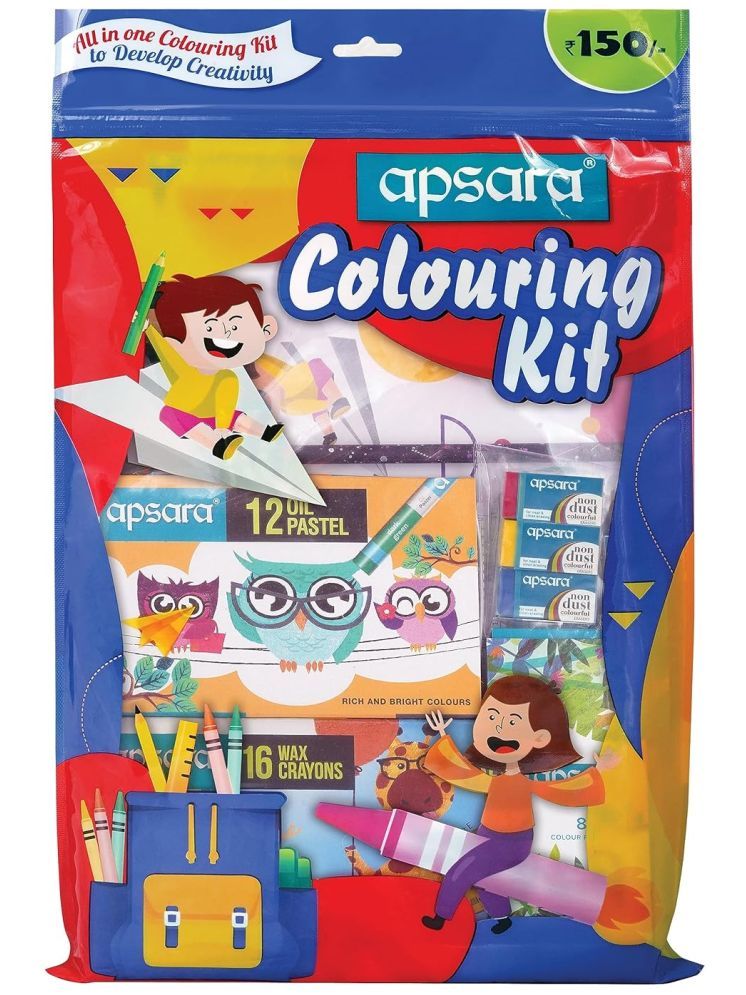     			Apsara Colouring Kit | Ideal Gift Pack | Colouring Kit For Children | Kids Gifting Set | Complete Drawing Set | Fun Birthday Gift | Fun Children'S Gift | Combo Of 7 Items - Multicolor - Pack of 2