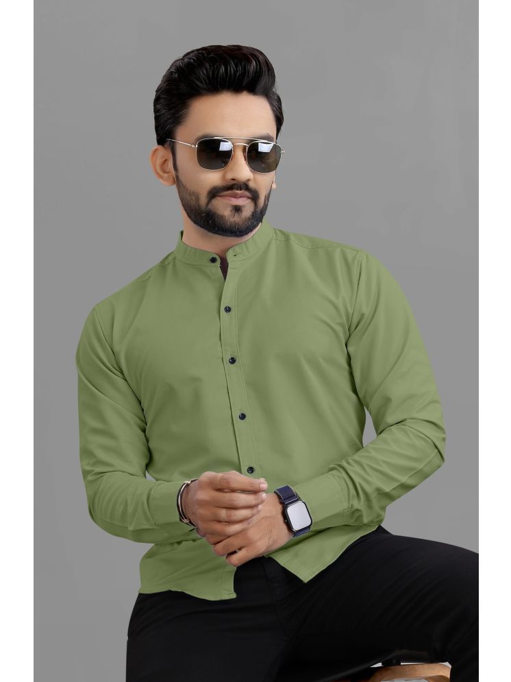     			Ethnic Trendz Cotton Blend Regular Fit Solids Full Sleeves Men's Casual Shirt - Olive ( Pack of 1 )