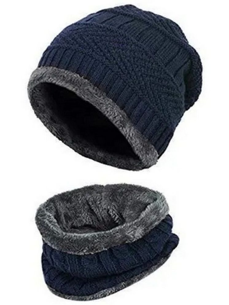     			Infispace Blue Woollen Men's Cap ( Pack of 1 )