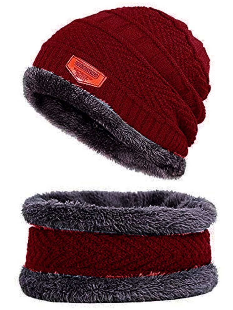     			Infispace Red Woollen Men's Cap ( Pack of 1 )