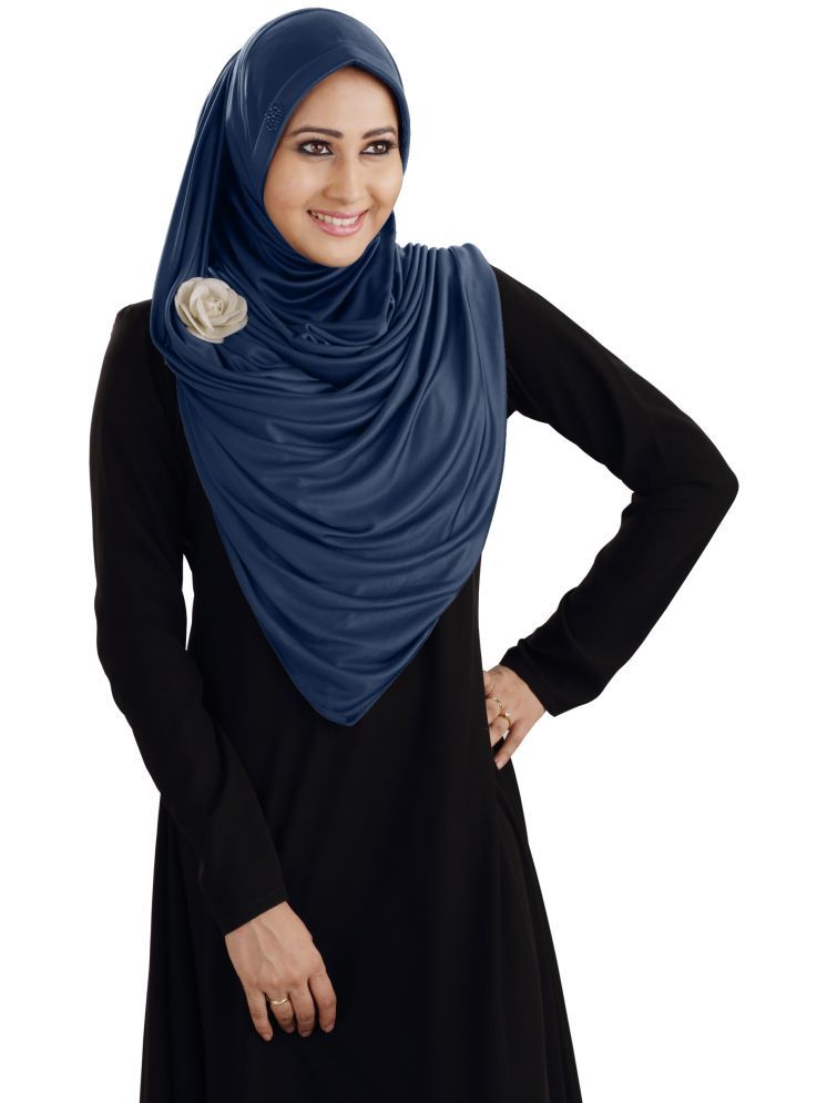     			Mehar Blue Polycotton Stitched Hijab - Single