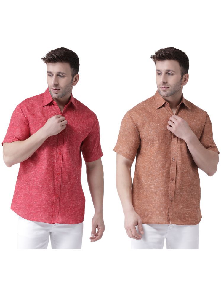     			RIAG Cotton Blend Regular Fit Solids Half Sleeves Men's Casual Shirt - Brown ( Pack of 2 )