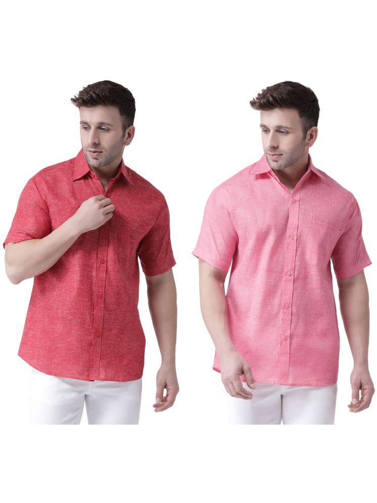     			RIAG Cotton Blend Regular Fit Solids Half Sleeves Men's Casual Shirt - Pink ( Pack of 2 )