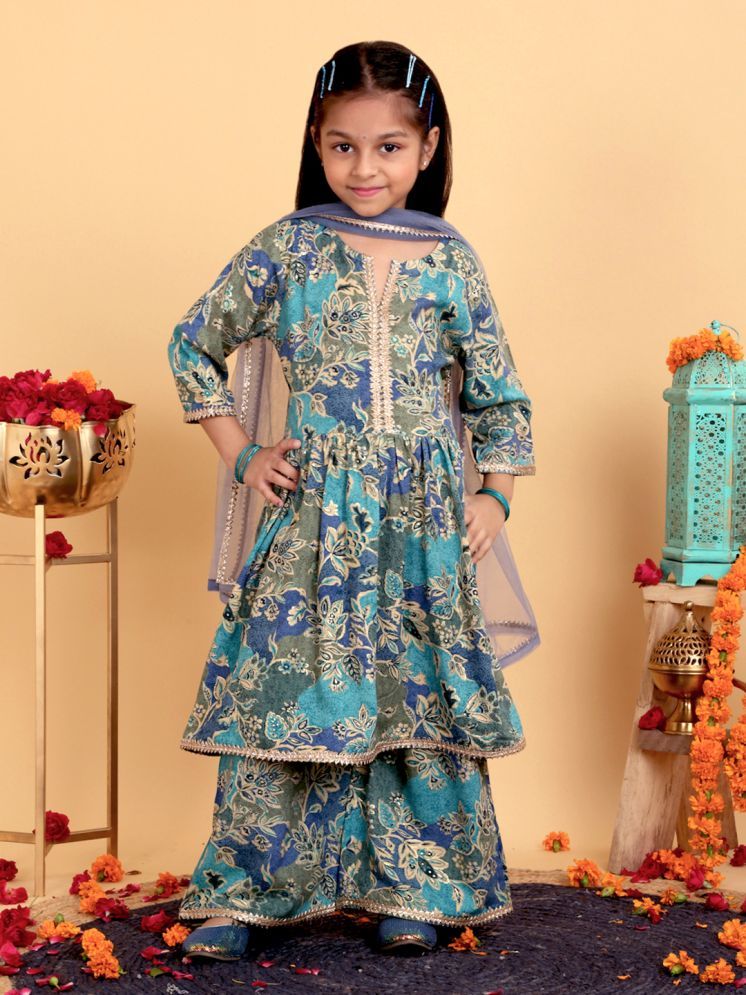     			Trampoline Blue Cotton Girls Kurta and Pant Set ( Pack of 1 )