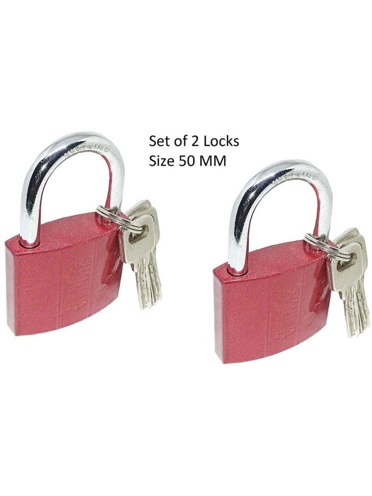     			Unikkus Super Stylish Set of 2 Pressing Lock for Home Door Room House Gates, Strong Keys Function Useful HOMEPRODUCTS4U ,Lock Size 50mm Hardened Shackle Padlock, 3 keys for each lock