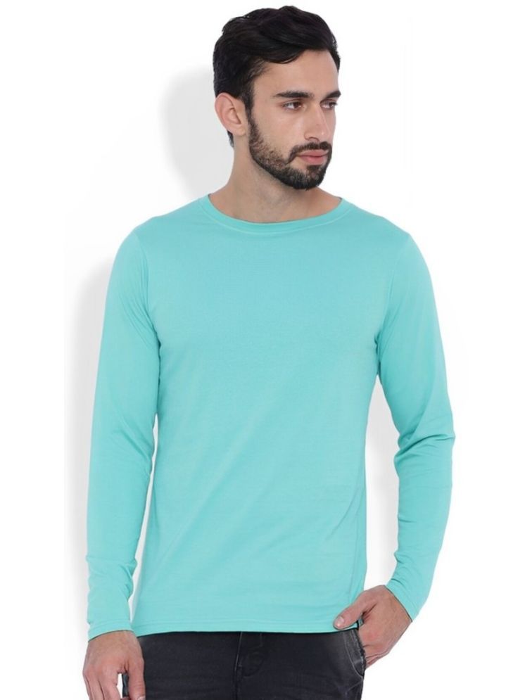     			plusperfaction Cotton Blend Regular Fit Solid Full Sleeves Men's Round T-Shirt - Sky Blue ( Pack of 1 )