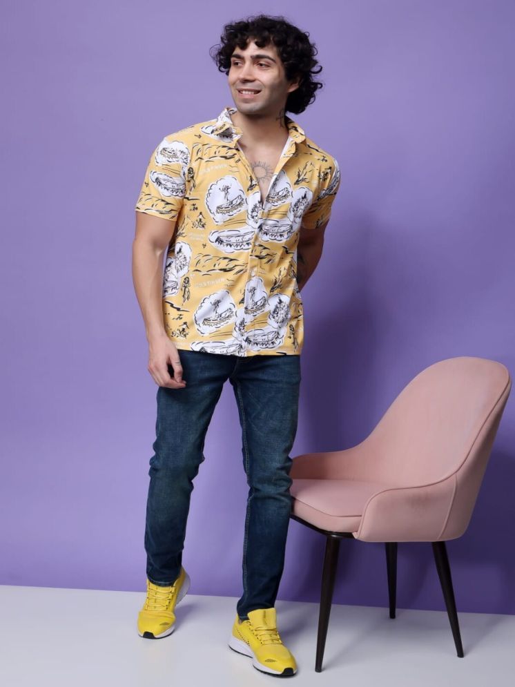     			yellow tree Polyester Regular Fit Printed Half Sleeves Men's Casual Shirt - Yellow ( Pack of 1 )