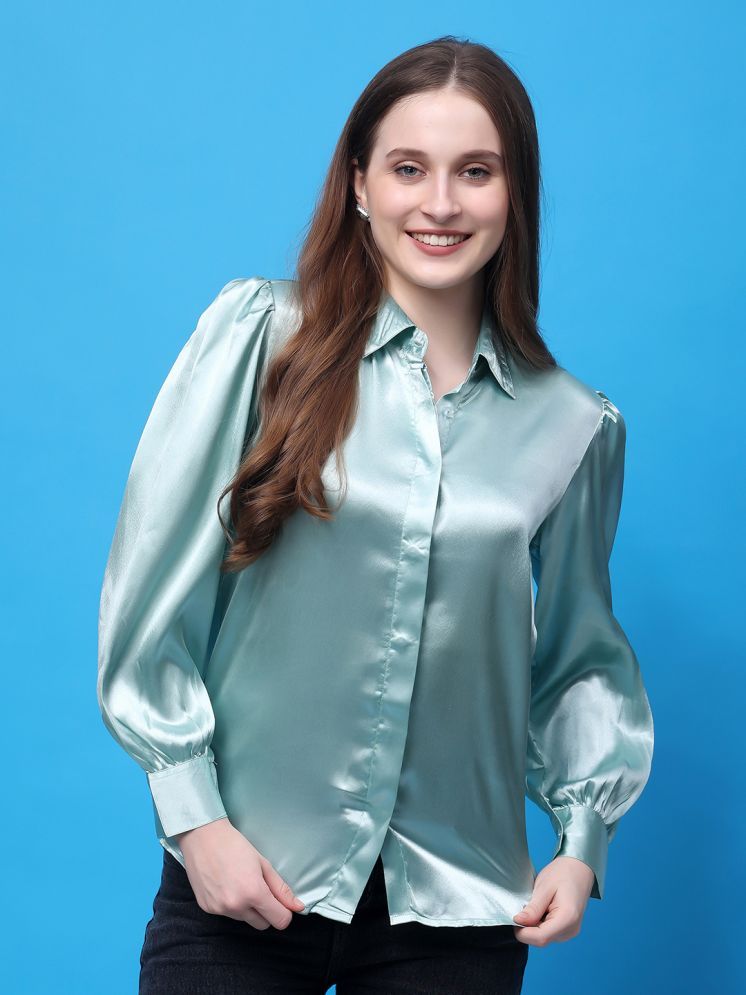     			FASHJONS 360 Green Satin Women's Shirt Style Top ( Pack of 1 )