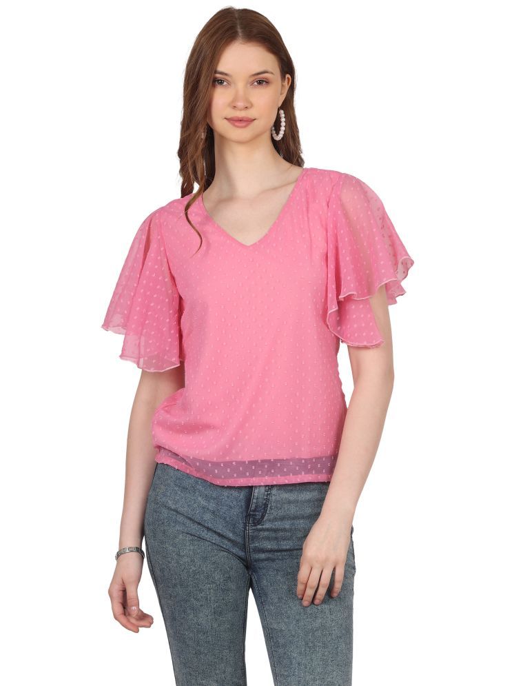     			FASHJONS 360 Pink Georgette Women's Regular Top ( Pack of 1 )