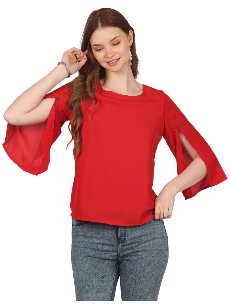     			FASHJONS 360 Red Georgette Women's Regular Top ( Pack of 1 )