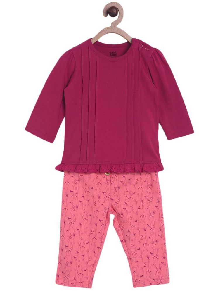     			MINI KLUB Pink Cotton Baby Girl Top & Trouser ( Pack of 1 )