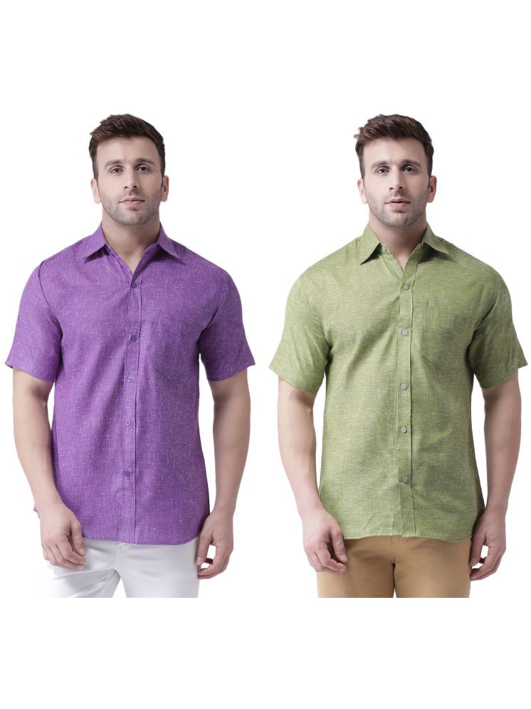     			RIAG Cotton Blend Regular Fit Solids Half Sleeves Men's Casual Shirt - Green ( Pack of 2 )