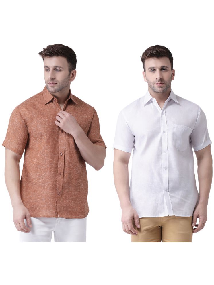     			RIAG Cotton Blend Regular Fit Solids Half Sleeves Men's Casual Shirt - White ( Pack of 2 )