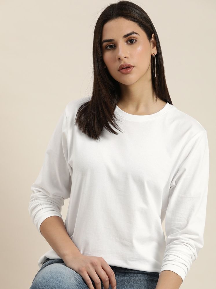     			plusperfaction White Cotton Blend Regular Fit Women's T-Shirt ( Pack of 1 )