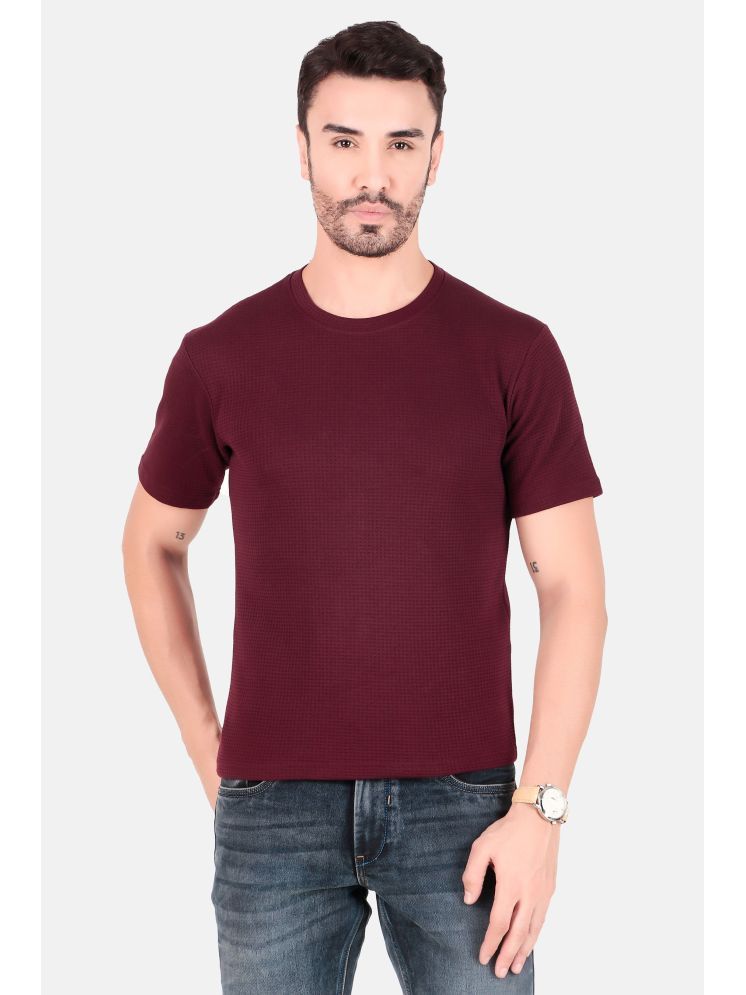     			FIRST POSTION Cotton Blend Relaxed Fit Solid 3/4th Sleeves Men's Round T-Shirt - Maroon ( Pack of 1 )