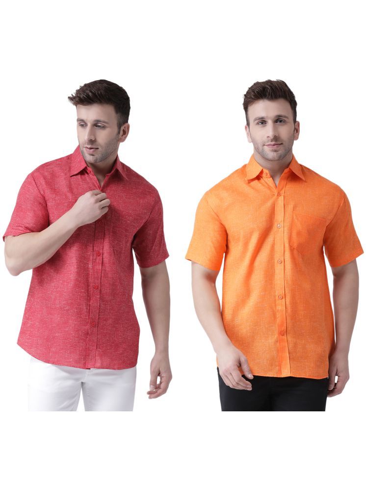     			KLOSET By RIAG Cotton Blend Regular Fit Solids Half Sleeves Men's Casual Shirt - Orange ( Pack of 2 )