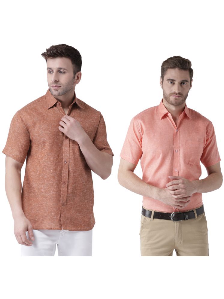     			KLOSET By RIAG Cotton Blend Regular Fit Solids Half Sleeves Men's Casual Shirt - Orange ( Pack of 2 )