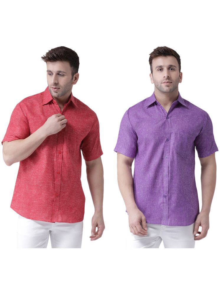     			KLOSET By RIAG Cotton Blend Regular Fit Solids Half Sleeves Men's Casual Shirt - Lavender ( Pack of 2 )