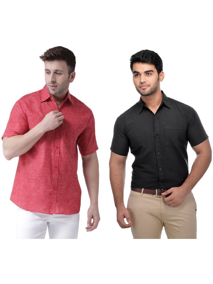     			KLOSET By RIAG Cotton Blend Regular Fit Solids Half Sleeves Men's Casual Shirt - Black ( Pack of 2 )