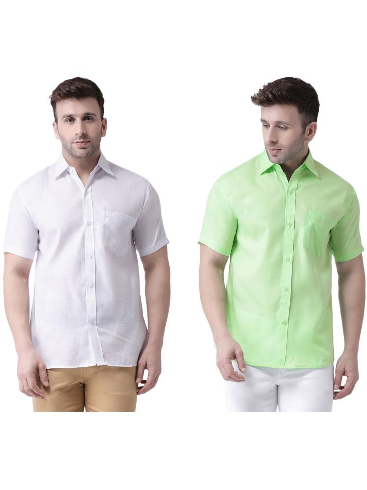     			KLOSET By RIAG Cotton Blend Regular Fit Solids Half Sleeves Men's Casual Shirt - Green ( Pack of 2 )