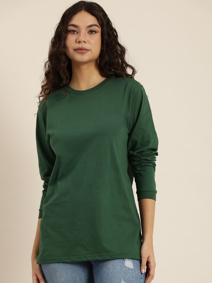     			PLUS PARADISE Green Cotton Blend Regular Fit Women's T-Shirt ( Pack of 1 )