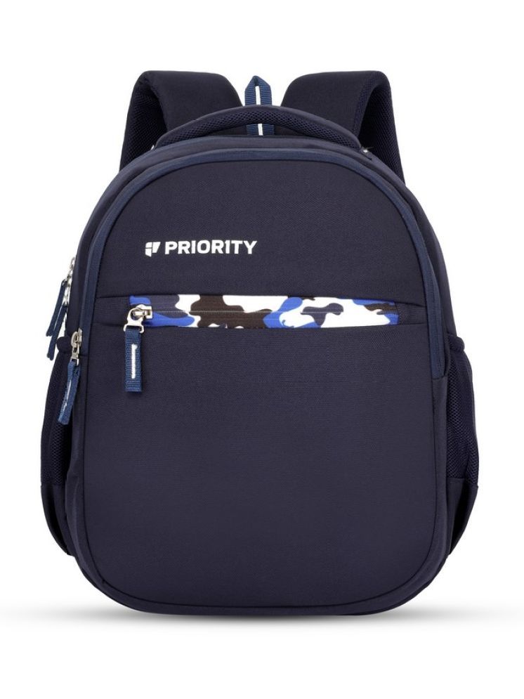     			Priority Navy Blue PU Backpack For Kids