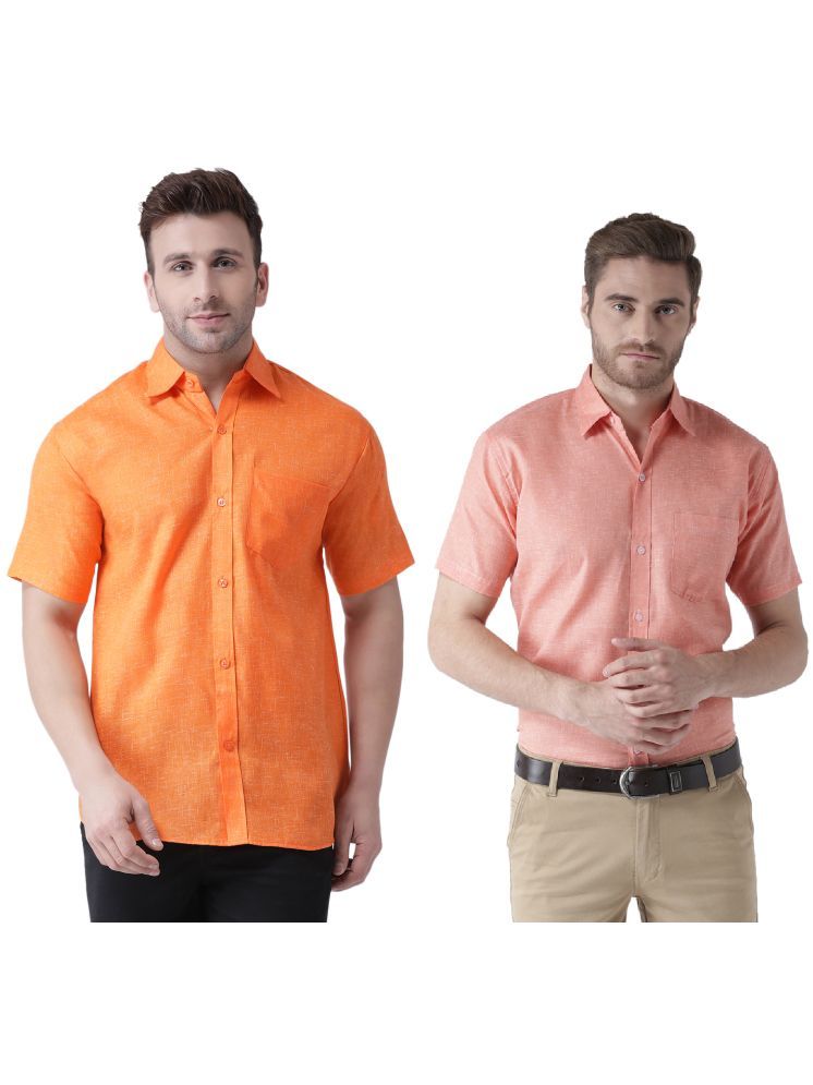     			RIAG Cotton Blend Regular Fit Solids Half Sleeves Men's Casual Shirt - Orange ( Pack of 2 )