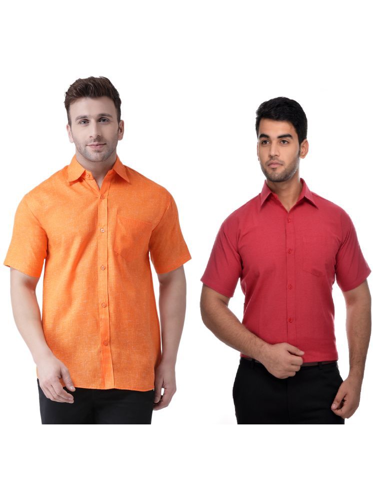     			RIAG Cotton Blend Regular Fit Solids Half Sleeves Men's Casual Shirt - Red ( Pack of 2 )