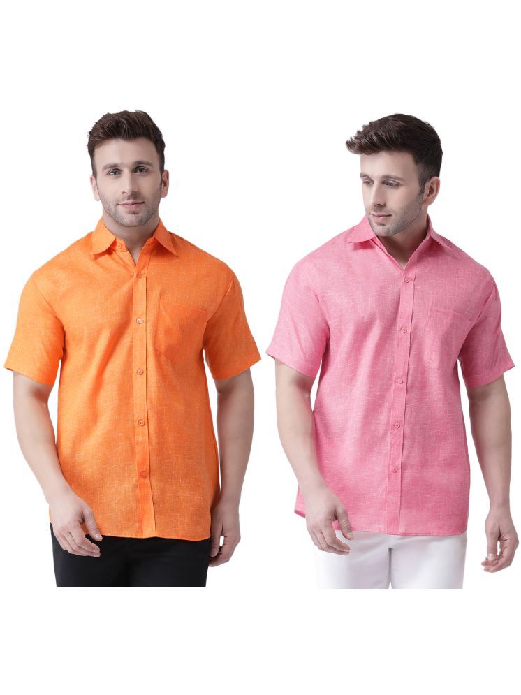     			RIAG Cotton Blend Regular Fit Solids Half Sleeves Men's Casual Shirt - Pink ( Pack of 2 )